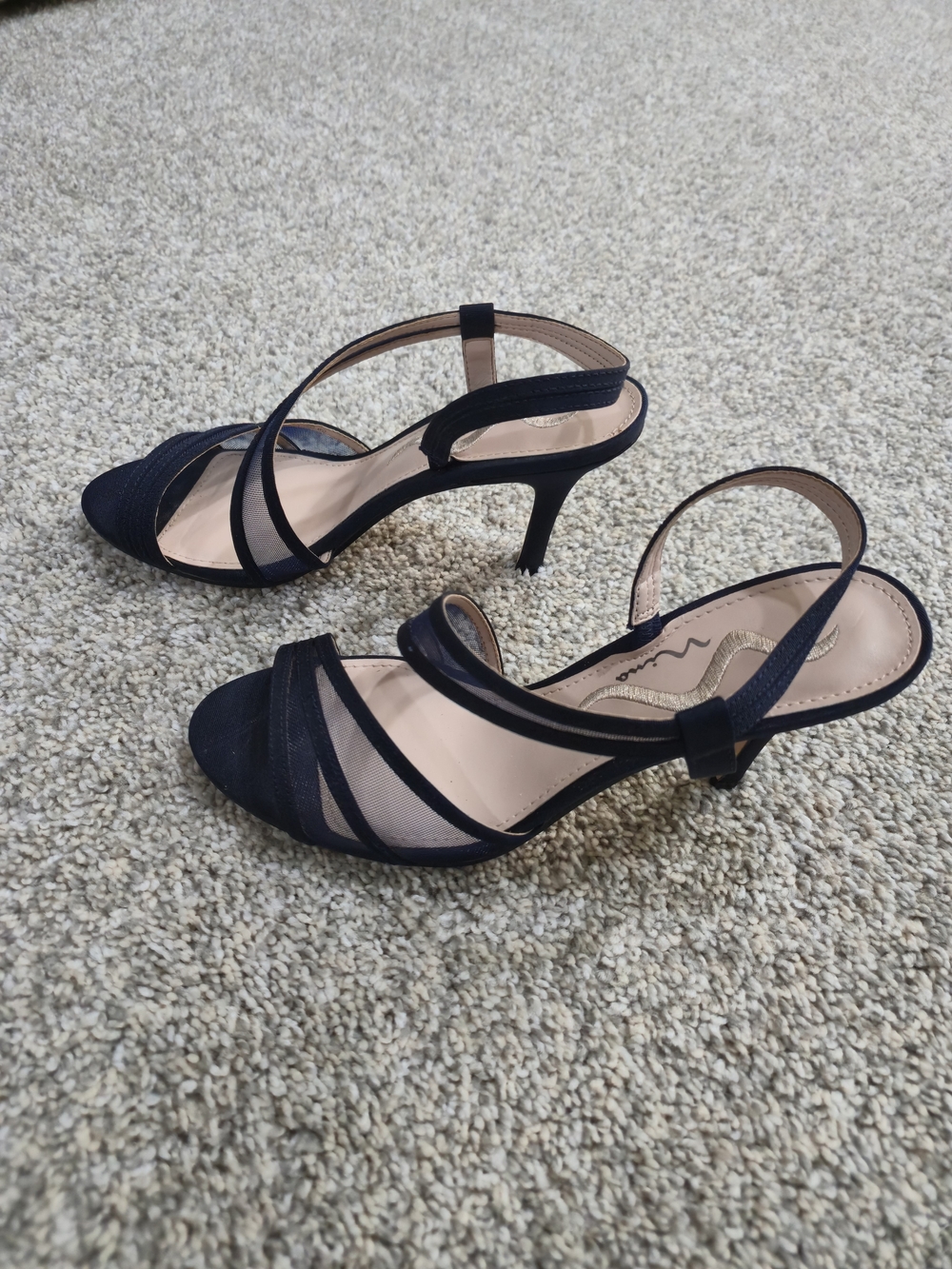 Nina Blue Satin Mesh Slingback